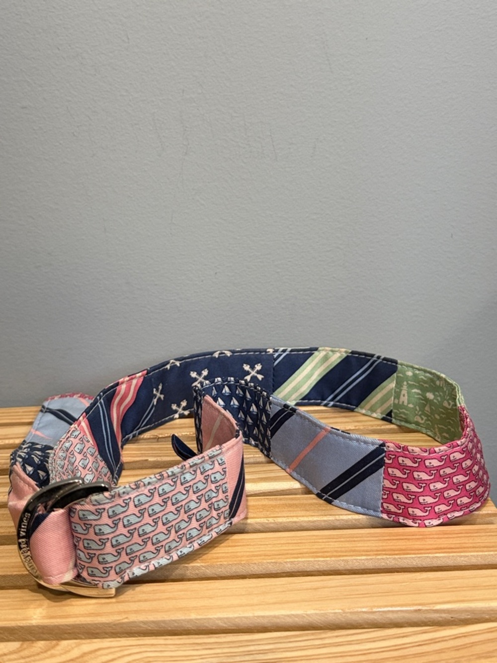 Vineyard Vines Patchwork Belt D-Ring Canvas Nautical Boho Coastal Small